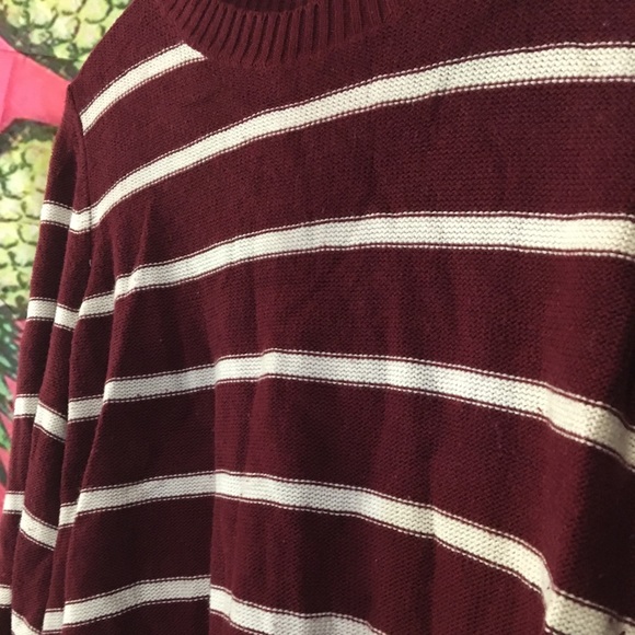 Old Navy Maroon White Striped Sweater Size L - Picture 2 of 5